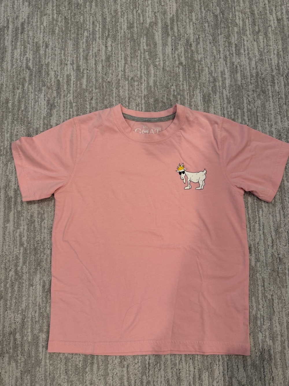 Kids Pink Short Sleeve Tee with Crowned Goat Graphic